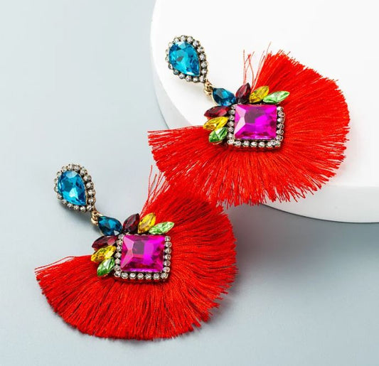 Rhinestone Fan Shaped Earrings
