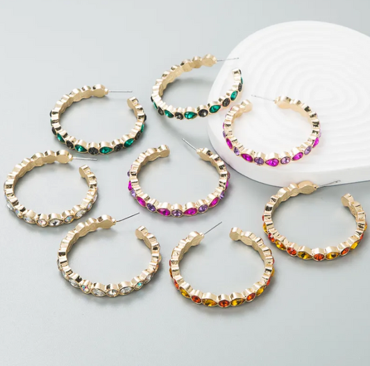 Rhinestone Hoop Earrings