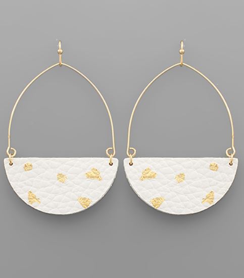 Gold Flake Leather Wedge Earrings
