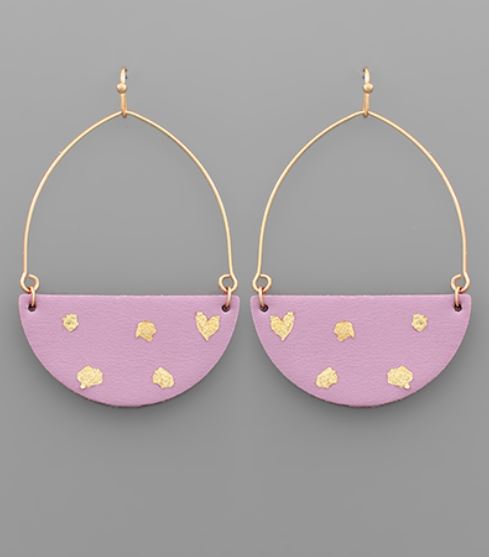 Gold Flake Leather Wedge Earrings