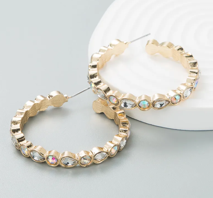 Rhinestone Hoop Earrings