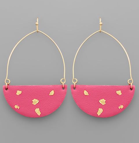 Gold Flake Leather Wedge Earrings
