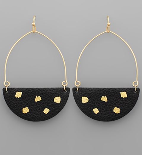 Gold Flake Leather Wedge Earrings
