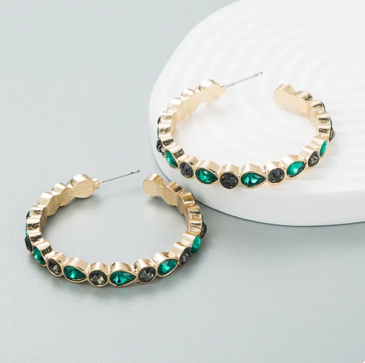 Rhinestone Hoop Earrings