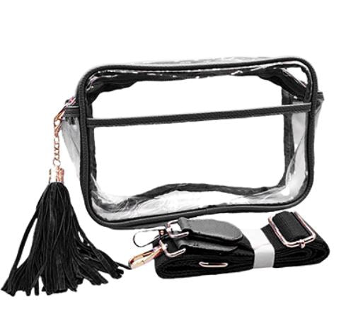 Color Trim Clear Rectangle Crossbody Bag