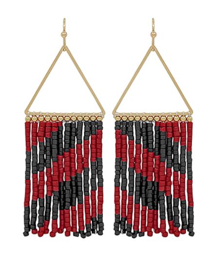 Triangle Seed Bead Tassel Earrings
