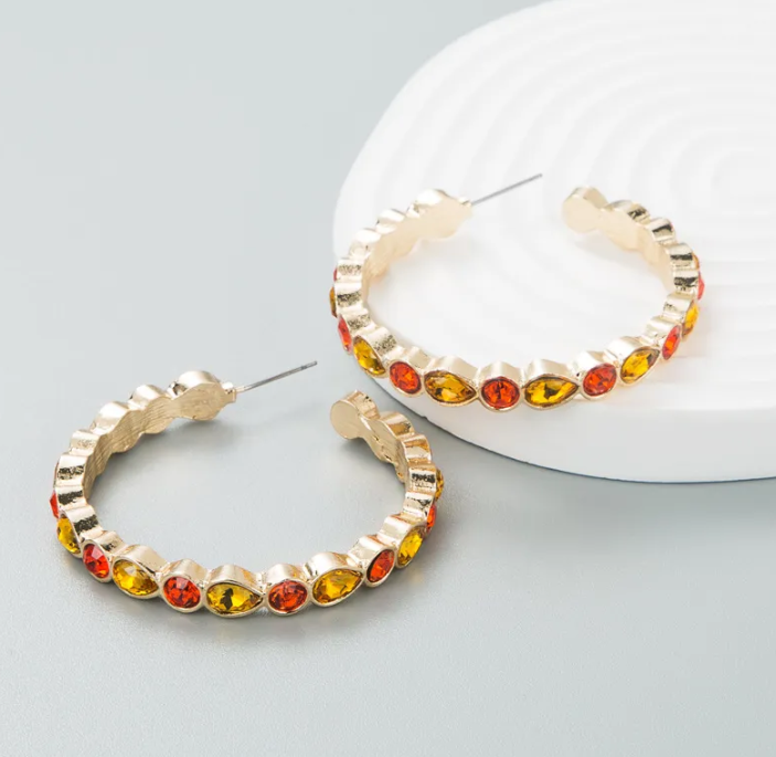 Rhinestone Hoop Earrings