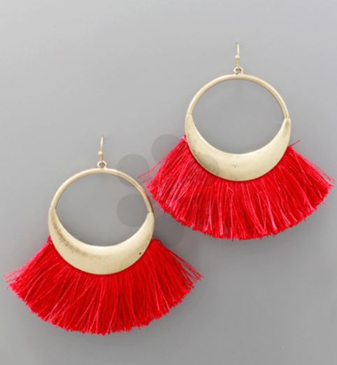 Fan Tassel Circle Earrings
