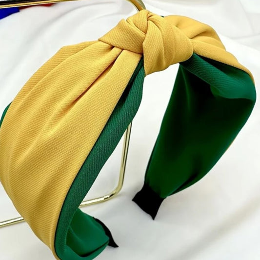 Yellow and Green Fabric Knot Headband